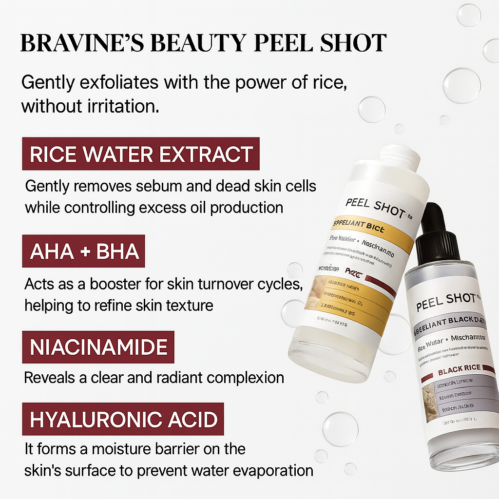 Bravine Beauty Peel Shot - White + Black Rice Set