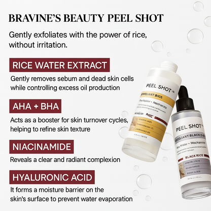 Bravine Beauty Peel Shot - White + Black Rice Set